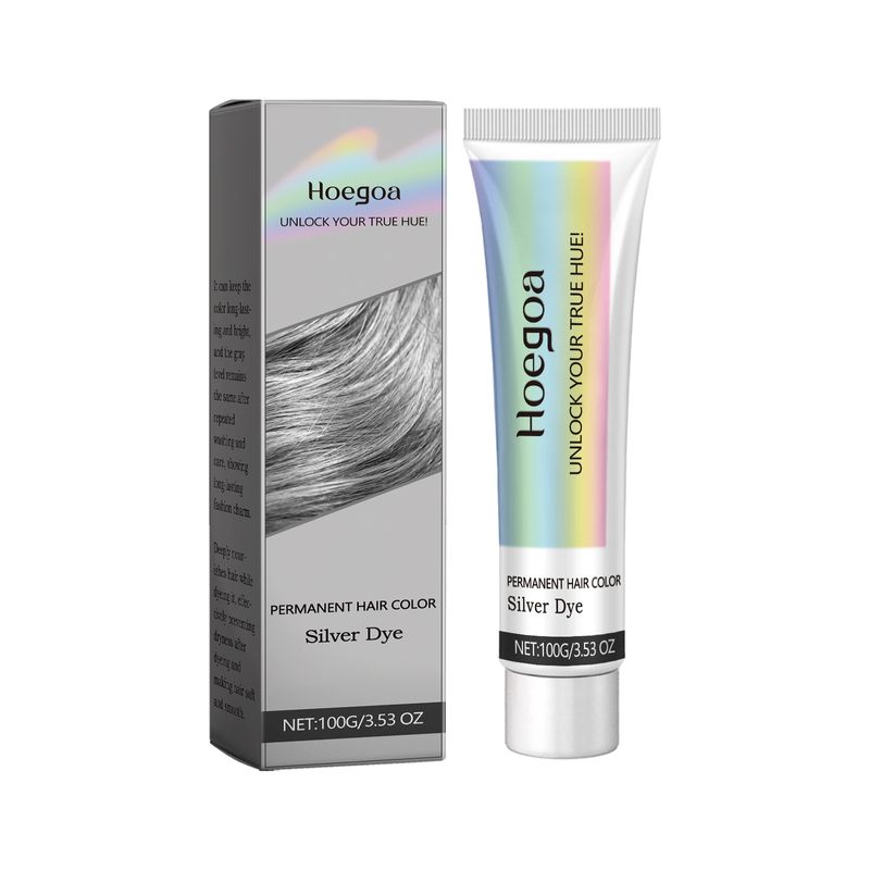 Graue Creme für langanhaltendes Fixieren. Nicht schädigende, nährende Pflanzenextraktpflege. Trendige Haarfarbe und Schönheitsmittel._voghion.com