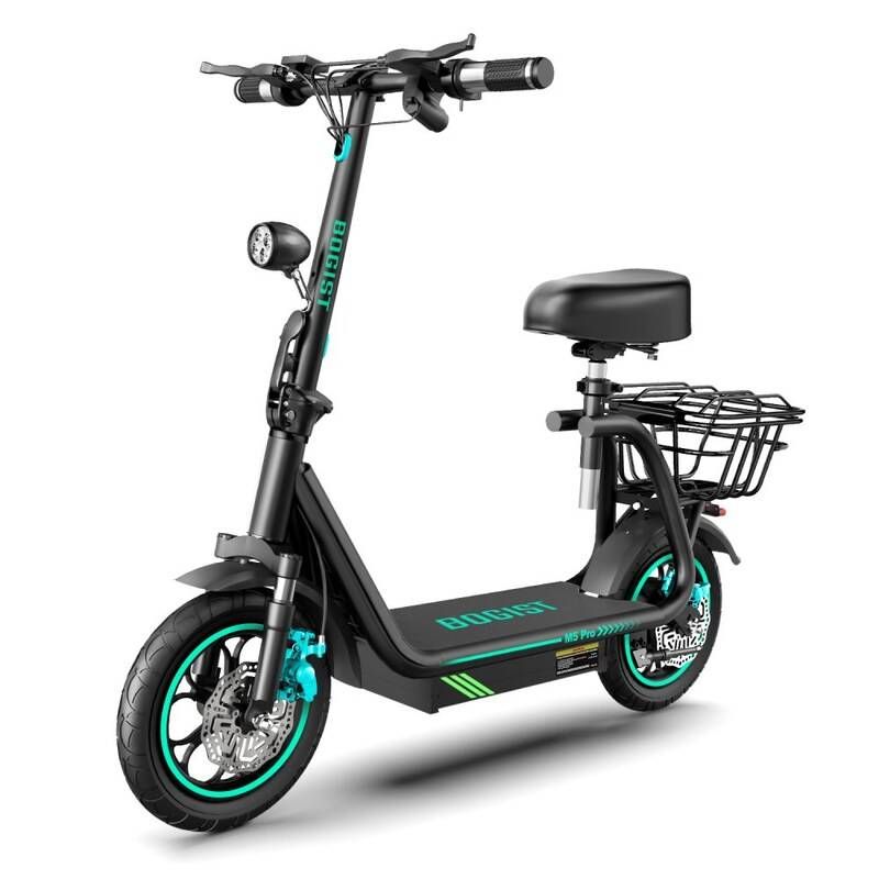 BOGIST M5 Pro 500W skládací elektrická koloběžka s 48V 13AH odnímatelnou baterií, 12palcová terénní pneumatika, inteligentní BMS kotoučová brzda, sedadlo a nosič nákladu_voghion.com