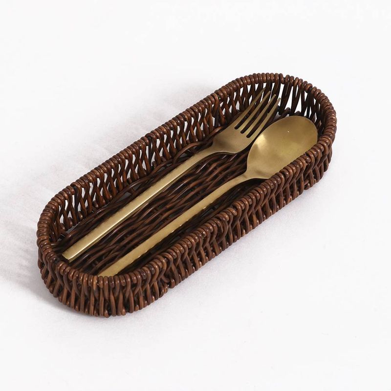 Kleine opbergmand van gevlochten rotan, opbergmand voor keukenkruiden, opbergmand voor serviesgoed._voghion.com
