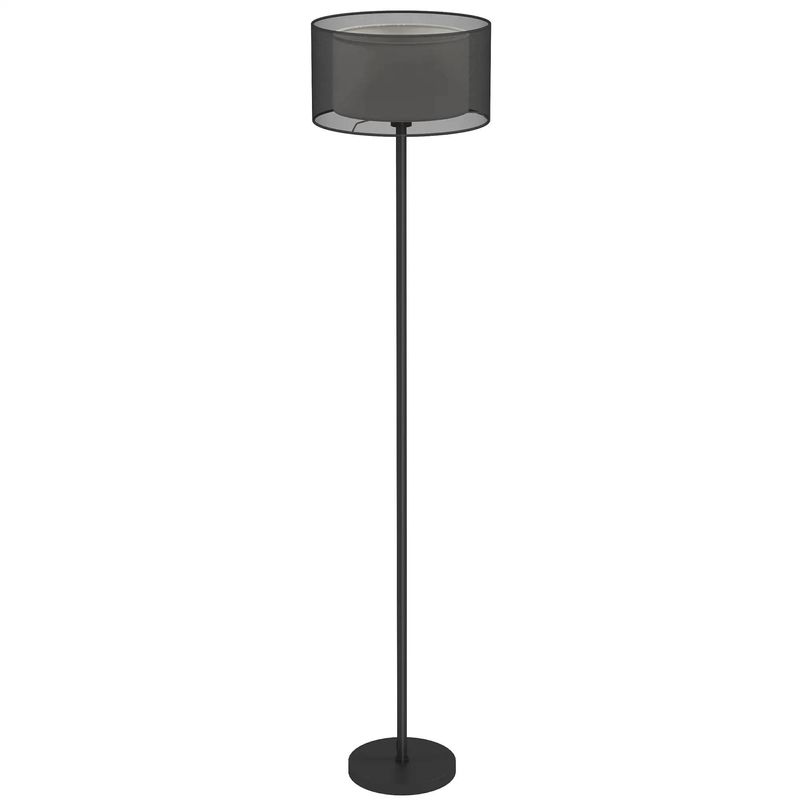Stehlampe für Wohnzimmer, Moderne Stehlampe mit doppellagigem Schirm und Fußschalter, minimalistischer Lampenschirm mit hohem Mast für Schlafzimmer, Büro_voghion.com