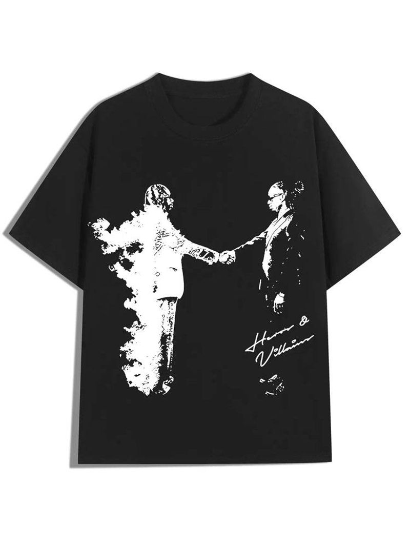 Men's Casual Hip-hop Graphic T-shirt, Retro Graphic Print Round Neck Short Sleeves Breathable, Summer 240g Cotton Top, Outdoor Clothing_voghion.com