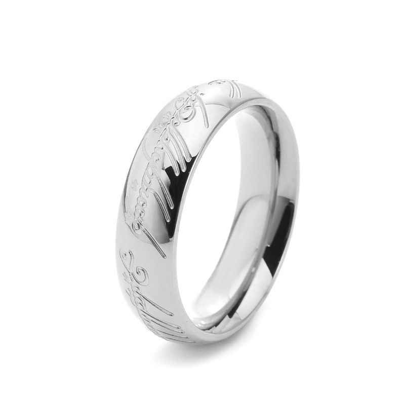 Celebrity Style Men's Titanium Steel Inner And Outer Curved Sphere Magic With Scripture Letters Non-Fading Ring_voghion.com