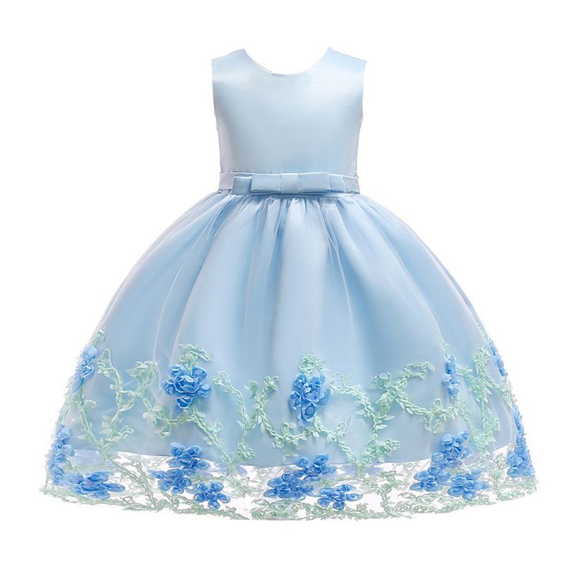 Moeder & Kinderen stijl meisje prinses een jaar oud volle maan geborduurd verse bloemen fee jurk geborduurde bloemen jurk groothandel_voghion.com