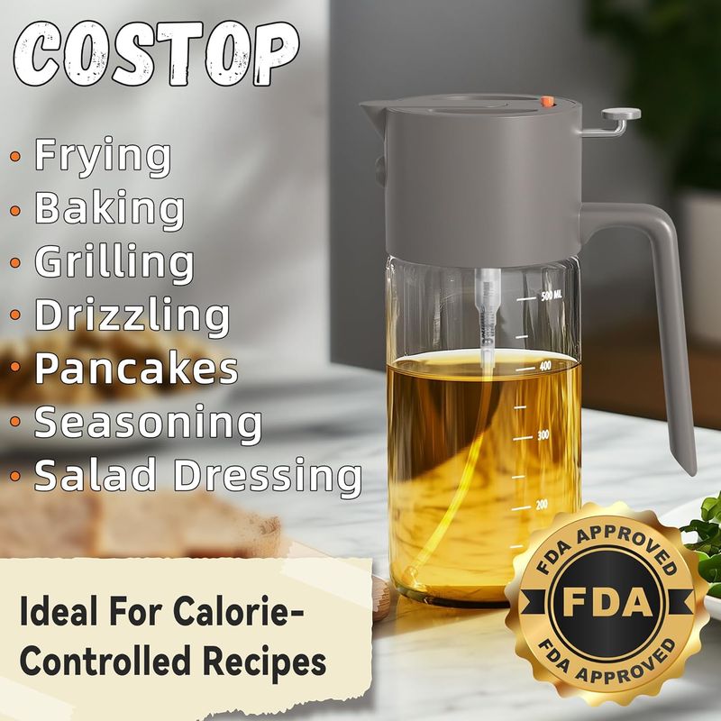 choiceness 500ml Glass Oil Sprayer - 2-in-1 Continuous Spray Bottle_voghion.com