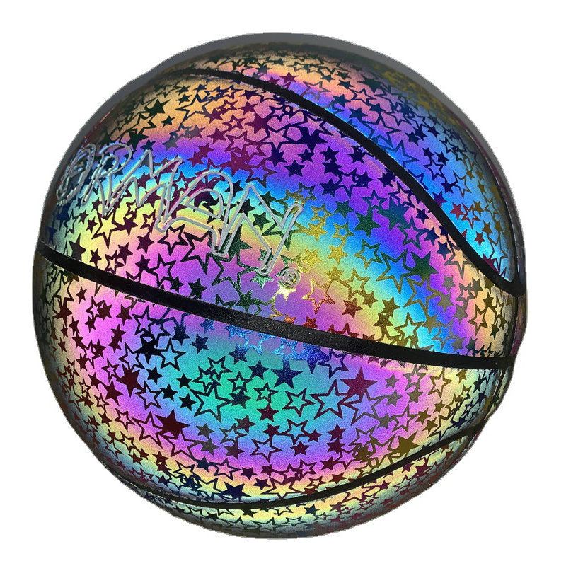 Pallone da basket fosforescente taglia 7 in PU di alta qualità per esterni con tecnologia riflettente, perfetto regalo sportivo_voghion.com
