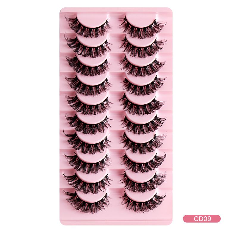 False eyelashes 10 pairs of large roll natural fiber curl eyelashes thick natural_voghion.com