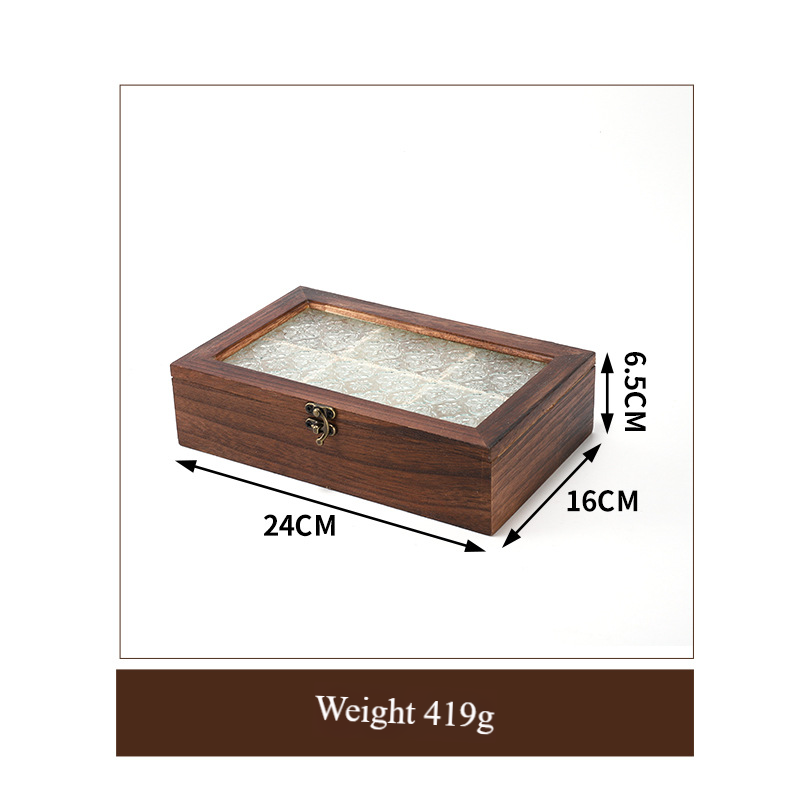 ​Camellia Glass Storage Box With Flip Lid - Multi-Compartment Organizer For Tea Bags, Jewelry & Small Items_voghion.com