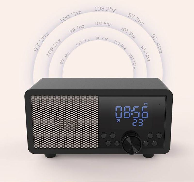 Difuzor Bluetooth din lemn fără fir, radio FM nou, subwoofer mic, cu card de ceas, difuzor Bluetooth retro_voghion.com