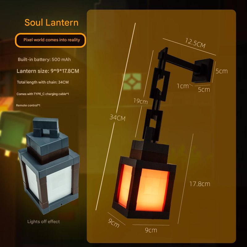 Minecraft Luminous Lantern Night Light Charging Game Torch Lamp Children's Bedroom Atmosphere Lamp Model Ornaments Lamp_voghion.com
