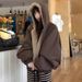 Women's Eco-Friendly Waterproof Faux Fur Jacket - Reversible Winter Coat With Warm Cotton Filling, Hooded Casual Outerwear (Black, Khaki, Red-Brown)_voghion.com