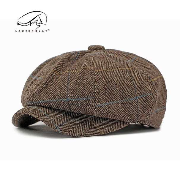 Cappello da strillone retrò britannico da uomo, autunno e inverno, classico, a quadri, da conducente, da pittore, da donna_voghion.com