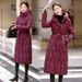 Down Women's Long Over The Knee New Style, Waist Cinching, Slimming And Keeping Warm. Winter Cotton Jacket, Thick_voghion.com