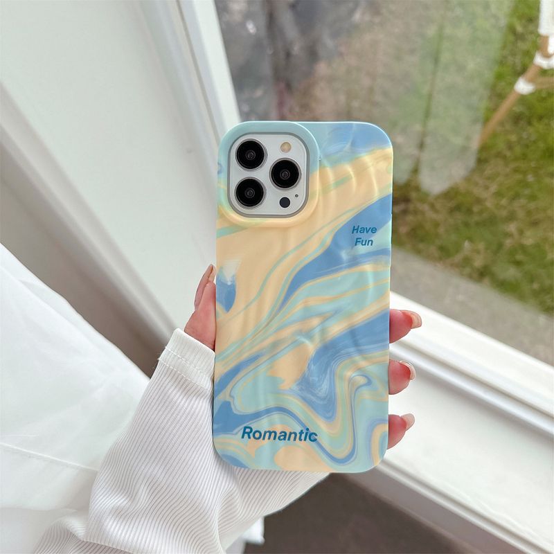 Koreanischer Stil Leuchtende Ripple Muster Fall für iPhone 15 14 Pro Max Wrinkled 13 Wasser Aufkleber 12_voghion.com