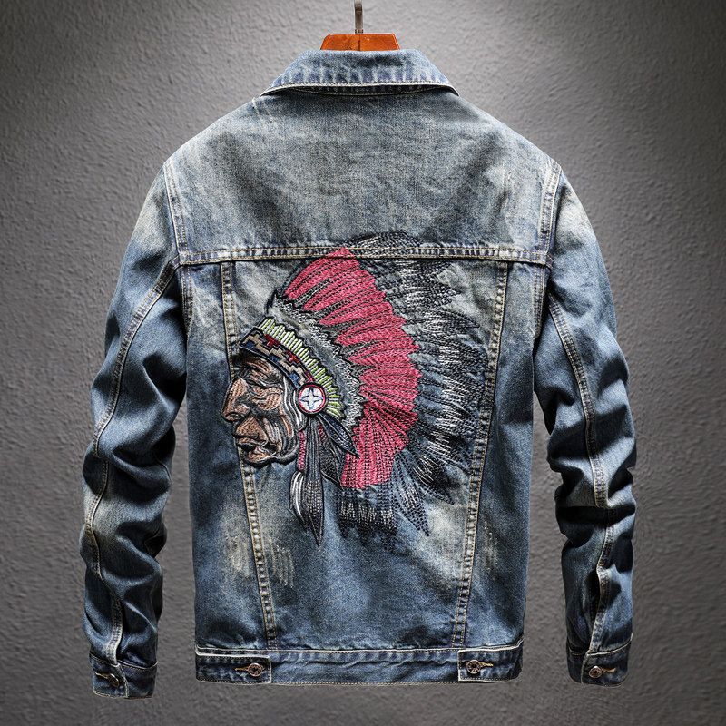 Men's Clothing Spring And Autumn Embroidered Denim Jackets Men's Trendy Brand Korean Version Trendy Large Size Street Versatile Jackets_voghion.com