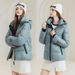 Women's Winter Short Puffer Jacket With Built-in Heating, Black Gold Quilted Coat, Thickened Warm Outwear_voghion.com
