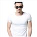 Herrenbekleidung Herren-T-Shirt mit kurzen Ärmeln, einfarbig, Unterhemd, große Größe, schmal, weiß, eng anliegend, Rundhalsausschnitt, Werbeshirt_voghion.com