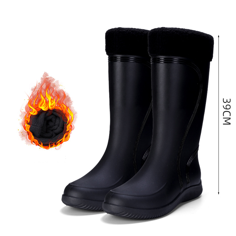 Men's Shoes High end rain boots for men, closed end rainproof and waterproof shoes, high top non slip rain boots, drawstring work shoes_voghion.com