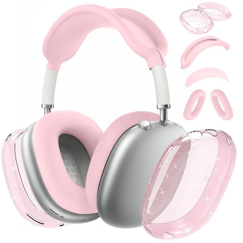 Pouzdro pro AirPods Max, pouzdro s náušníky/náušníky/čelenkový most s ochranou proti poškrábání. Průhledné měkké TPU a silikon, odolné proti poškrábání._voghion.com