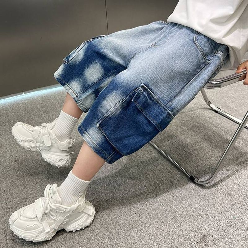 ​​Boys' Stretch Waist Denim Shorts - Soft Washed Cotton 5-Inch Jeans (120-170cm) | School-Approved Style | Pre-Shrunk & Fade-Resistant​​_voghion.com