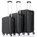 3 Pcs Suitcase Lightweight ABS Carry-on Hand Luggage 4 Spinner Wheels Trolley Case, Black_voghion.com