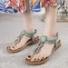 2025 New Style Sandals Bohemian Rhinestone Comfortable Round Toe Beach Vacation Large Size Flat Shoes_voghion.com