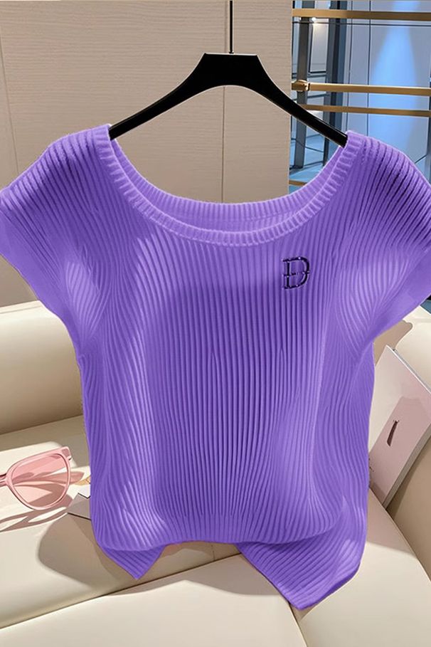 Vêtements d'été pour femmes, t-shirt à manches courtes, unique et spécial, doux et sexy, slim, en soie glacée, tricoté, design, petit, dopamine_voghion.com