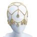 Fashion rhinestone forehead chain mesh water drop headband performance hair cap jewelry_voghion.com