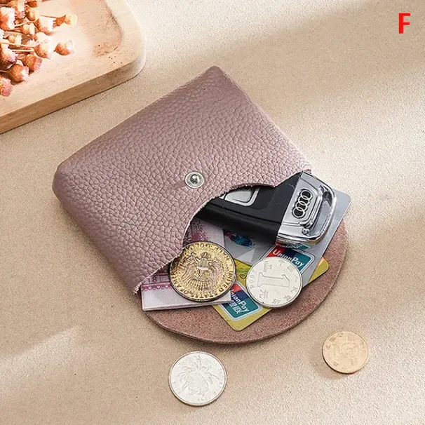 Cowhide Women's Small Purses Fashion Female Short Coin Wallets Pouch Handbag For Girls Card Holder Money Bag_voghion.com