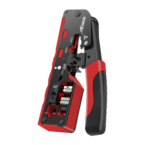 Zoerax Catsh RJ45 Crimp Tool Compatible For Catsh/sha/6/5e Ethernet Cable With Cut/Strip Multi-function Crimper With Spare_voghion.com