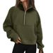 Women's Half-Zip Fleece Hoodie With Raglan Sleeves - Customizable Embroidery & Heat Transfer Options, Casual Streetwear, Loose Fit, Short Length_voghion.com
