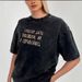 Women's Clothing Retro Old Washed Black Hot Style Letter Print Oversize Pure Cotton Short Sleeved T Shirt Trend_voghion.com
