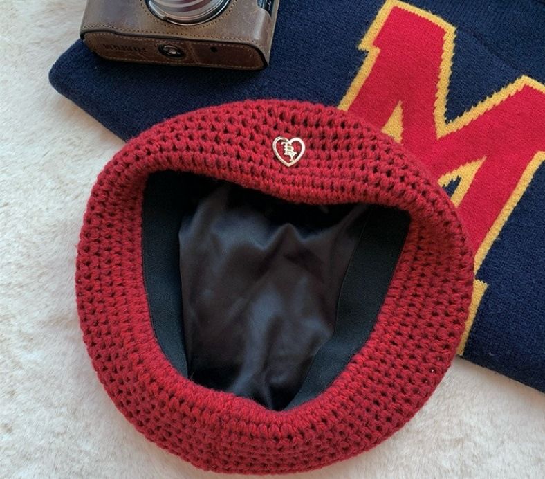 Neue rote Wollbaske für Damen (2024), vielseitig, elegant, modisch, für großen Kopfumfang, gesichtsschlankmachend, Künstlerhut_voghion.com