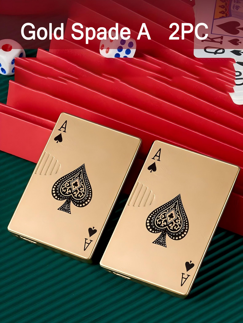 2PC Kreatives wiederaufladbares Feuerzeug in Pokerform, winddichtes Zigarettenanzünder, dicke Wolframfilamentzündung, tragbares USB-Ladegerät, Metallmaterial_voghion.com