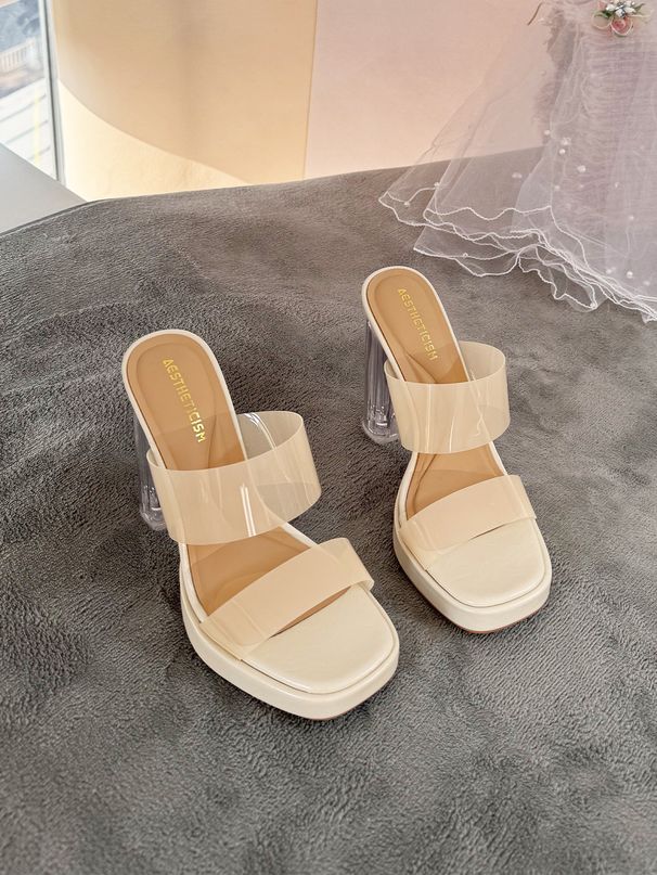 A Pair Of Outdoor Wear High Heel Waterproof Platform Thick Bottom Sandals 2025 Summer New Glass Crystal Women's Shoes Fashionable Versatile_voghion.com