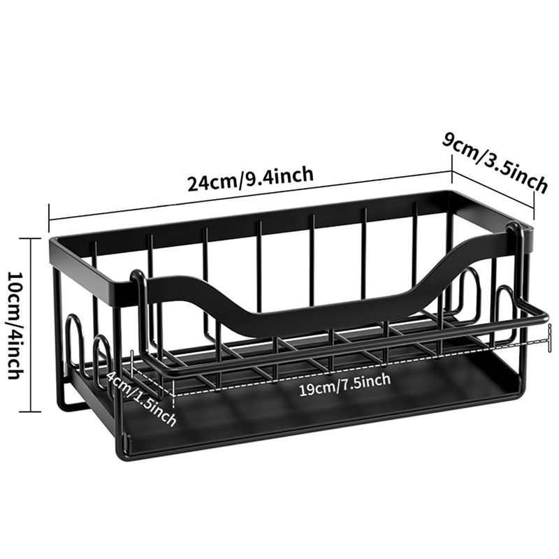 No-Drill Sponge Holder - Rustproof Wall Mount, Sink Organizer, EU Kitchen Space Saving_voghion.com