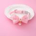 Fairy Pink Lace Bowknot Beaded Cat Collar Bell Pet Supplies_voghion.com
