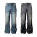 Mother & Kids Teen Boys' Distressed Bootcut Jeans – Lightning Wash & Slim Fit (S-3XL, Black/Blue)_voghion.com