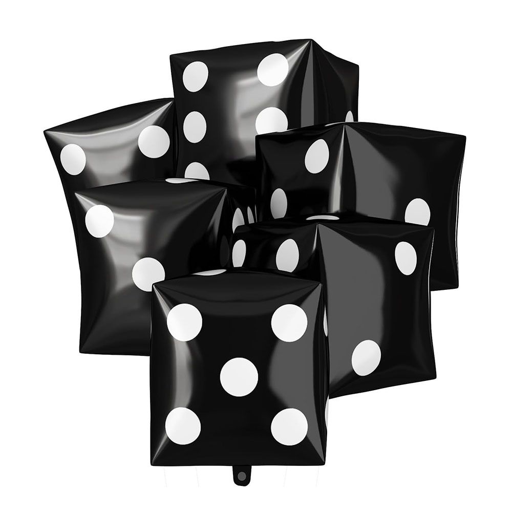 6pcs 12inch Large Cube Foil Balloons,Inflatable Dice Balloon For Casino Theme Birthday Game Night Party Decorations_voghion.com