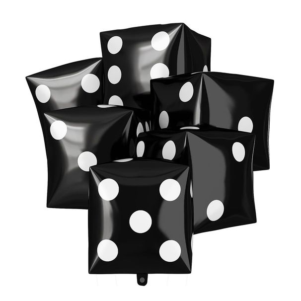 6pcs 12inch Large Cube Foil Balloons,Inflatable Dice Balloon For Casino Theme Birthday Game Night Party Decorations_voghion.com