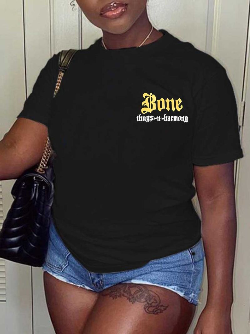 Modieus Merk Zomer Kleding Nieuwe Dames T-shirt Casual Top Gedrukt Ronde T-shirt Korte Mouwen T-shirt Losse Top_voghion.com