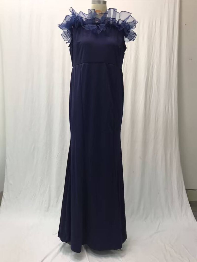 Women's Light luxury boutique new elastic knitted belt women's clothing lotus leaf one shoulder slim small tail female dress_voghion.com