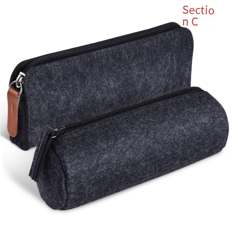 Minimalist Felt Pencil Case - Large Capacity Stationery Organizer For Students (Lightweight, Durable, Multi-Pocket Design)​_voghion.com