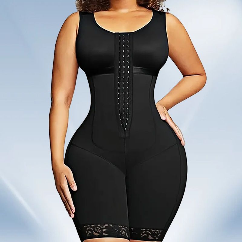 Shapewear-Bodysuit, große Körperformungskleidung, enge Schultergurte zum Anheben von Bauch und Hüfte, geknöpfte Hose zum Anheben der Hüfte mit offenem Schritt_voghion.com
