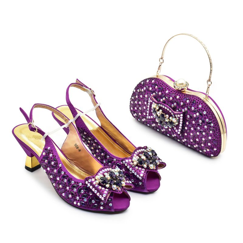 High heel broken diamond round head fish mouth sandals with diamond bow handbag_voghion.com