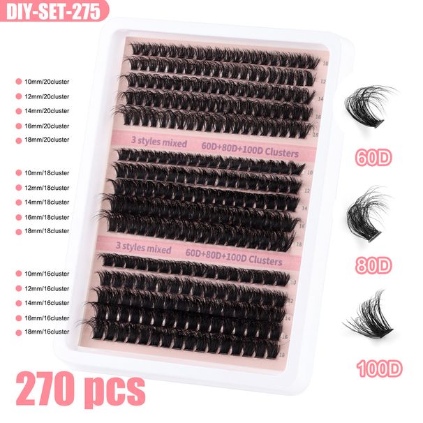 False Eyelashes Segmented Single Cluster 60D80D100D Natural Thick False Eyelashes Set D Curly Grafted False Eyelashes_voghion.com