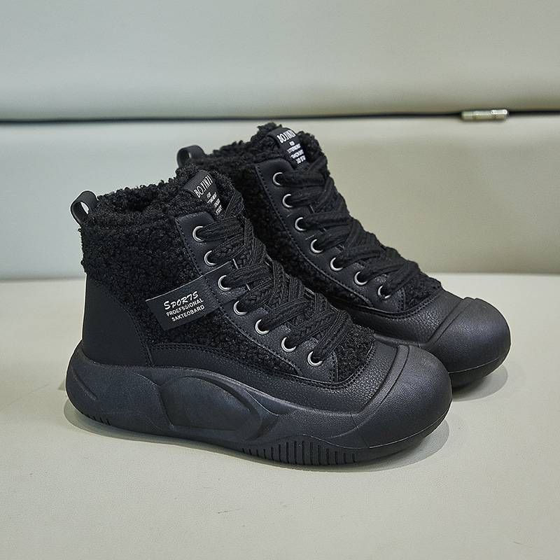 Neue Damenschuhe im koreanischen Stil mit dicken Sohlen und zusätzlichem Fleece für den Winter_voghion.com