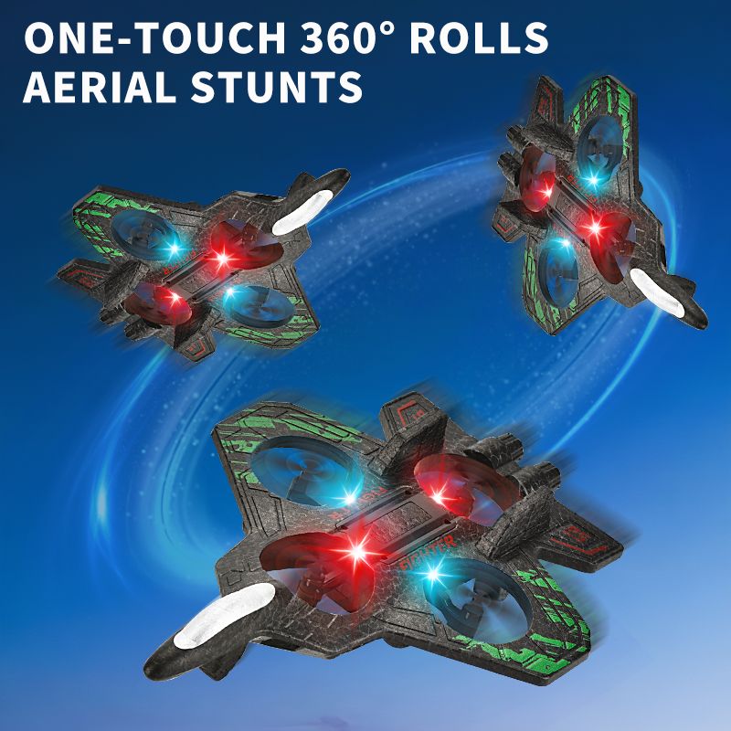 Avión teledirigido con control remoto para niños, adultos y principiantes, avión de juguete con LED y control remoto, avión de combate de juguete_voghion.com