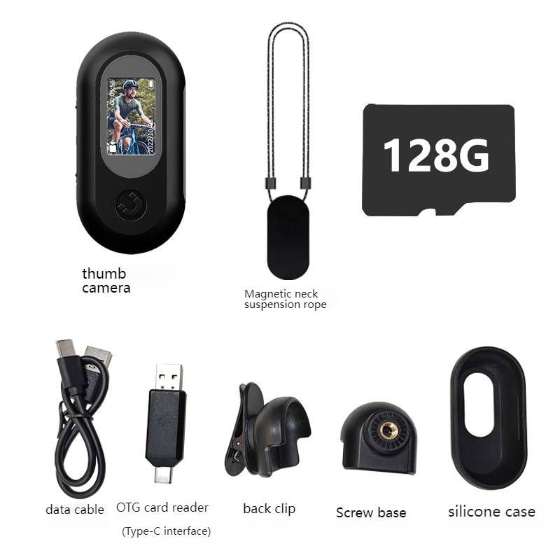 Draagbare 1080P HD-actiecamera – magnetische vlogcamera voor op de nek met 0,96 inch scherm (inclusief fietsbevestiging en huisdierriem, opties van 8 GB/32 GB/64 GB/128 GB)_voghion.com