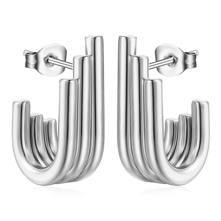 Orecchini in acciaio inossidabile irregolari in stile retrò, alla moda, multistrato, di alta qualità, eleganti, da donna, in acciaio al titanio, orecchini all'ingrosso_voghion.com