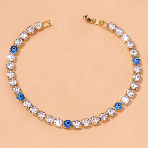 glänzendes wildes Teufelsauge Fußkettchen böser Blick schlichtes Strass Fußkettchen Fußkettchen_voghion.com